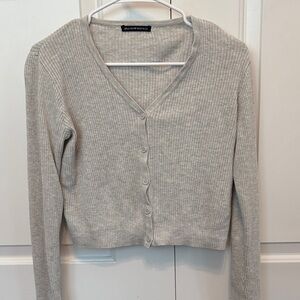 Brandy Melville Light Gray Ribbed Cardigan